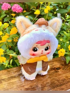 SAMUEL Cute Plush Animal Doll Eyes Change Color Fox Cat Hanger Bag Charm